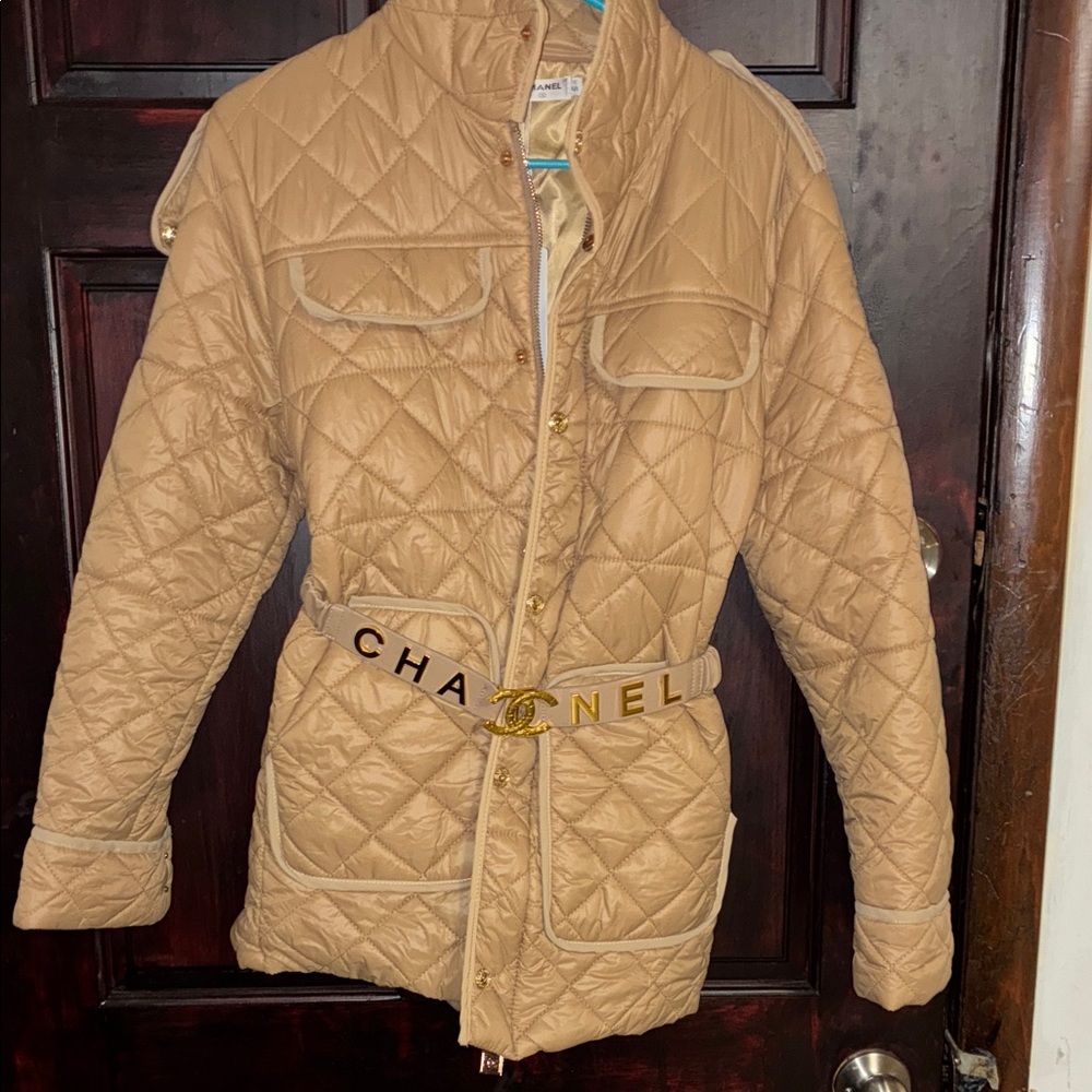 Chanel Beige Quilted Puffer Jacket
